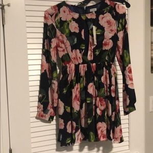Keyhole floral long sleeve dress
